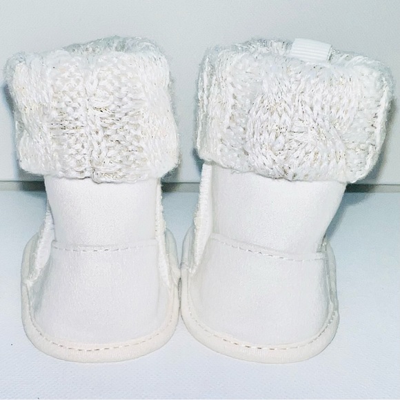 Koala Baby Suede Baby Booties Sz 1 White Gold Faux Suede Fur Knit Walker NWOT - Picture 4 of 6